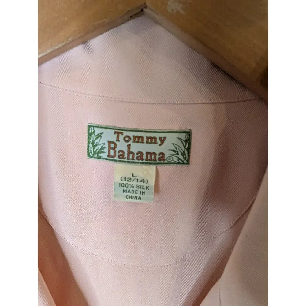 Tommy Bahama 100% Silk Sleeveless Tie Front Blush Pink Top Vintage Sz L - Picture 4 of 8